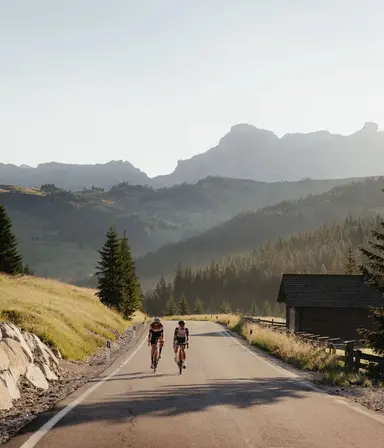 Road bike from Corvara to the Campolongo pass